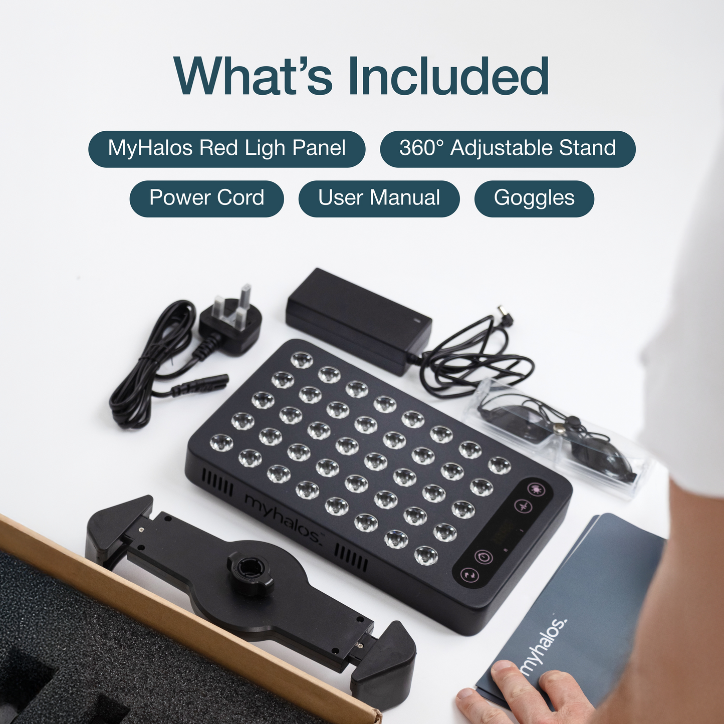 MyHalos Medical-Grade Red Light Therapy Panel with Stand